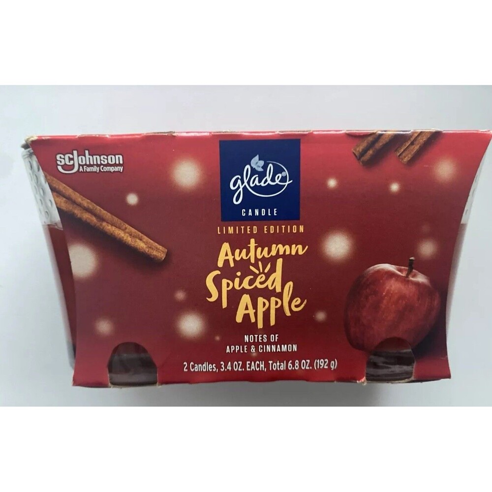 New Glade Candle Autumn Spiced Apple Scent 1-Wick, 3.4 oz  2 Pck Limited Edition